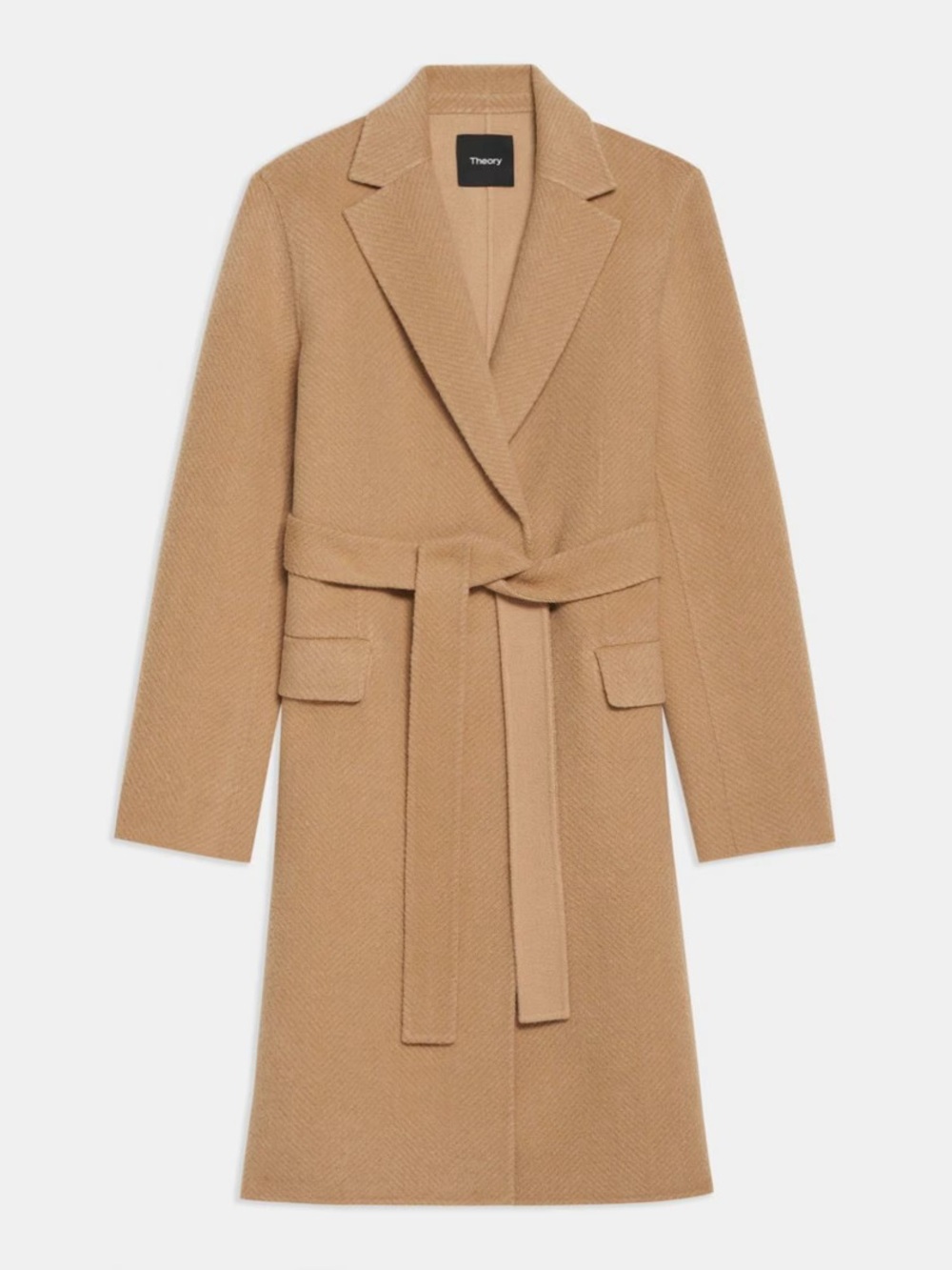 Theory Wrap Coat in Chevron Double-Face Wool in Palomino